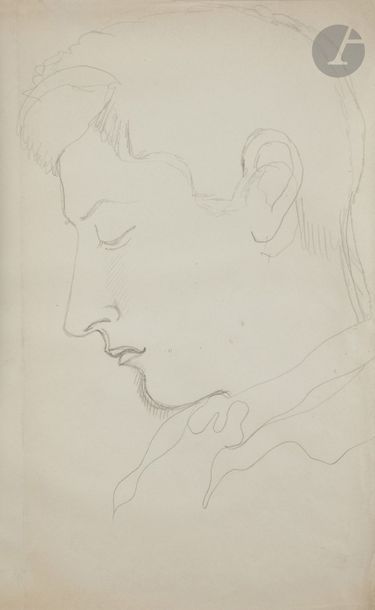null Jean COCTEAU (1889 - 1963)
Étude pour un portrait de Jean Hugo de profil, vers...