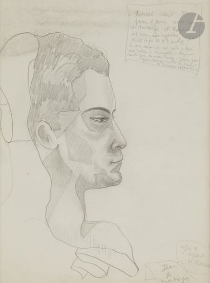 null Jean COCTEAU (1889 - 1963)
Portrait de Marcel Khil de profil, 1938
Mine de plomb...