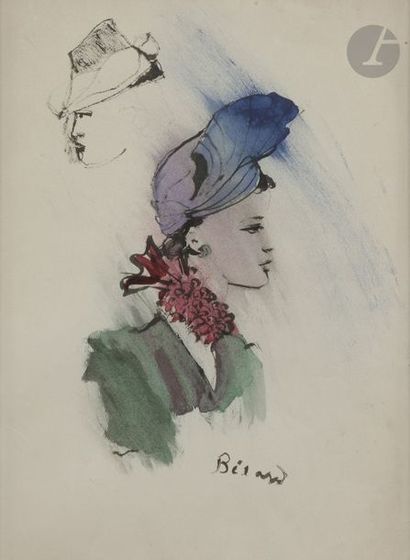 null Christian BÉRARD (1902 - 1949)
Étude de chapeau pour Agnès - Étude de chapeau...