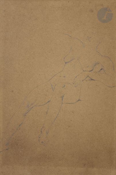 null ÉCOLE FRANÇAISE du XIXe siècle
Femme nue allongée
Mine de plomb sur papier beige.
(Insolé).
20...