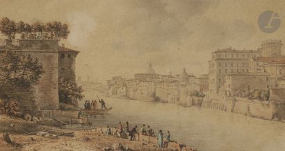 null Victor-Jean NICOLLE (1754 - 1826)
Paire de vues sur le Tibre
2 dessins à l’aquarelle,...