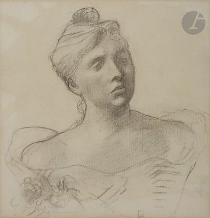 null ÉCOLE FRANÇAISE 
de la deuxième moitié du XIXe siècle
Portrait de femme en buste
Crayon...