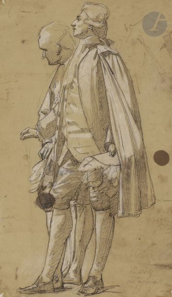 null Auguste COUDER (1789 - 1873)
Deux personnages en pied
Crayon noir et rehauts...