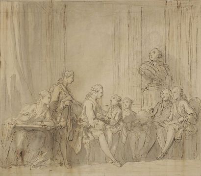 null MONNET Charles (1732-1816) peintre et dessinateur.
DESSIN original, Le Dauphin,...