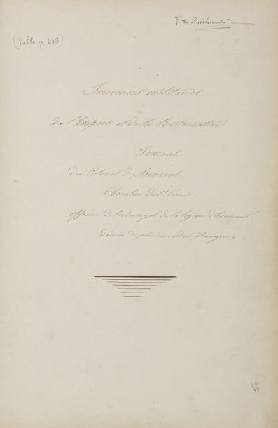 null BEAUVAL Jules-César-Alexandre Boucquel de (1785-1862) lieutenant-colonel.
manuscrit...