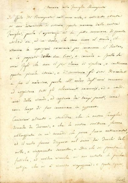 null BONAPARTE Charles (1746-1785) père de Napoléon.
MANUSCRIT autographe signé,...