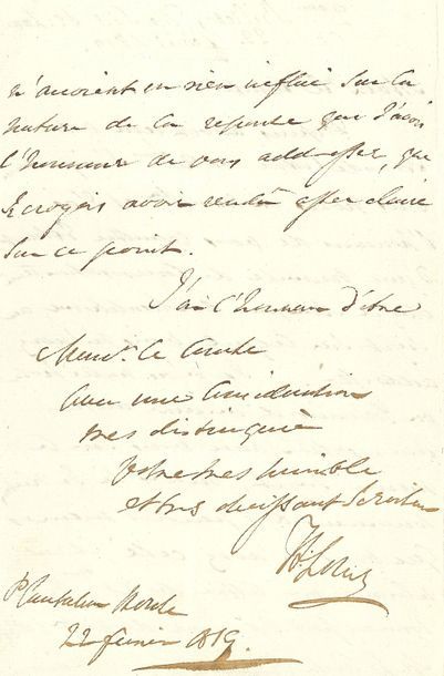 null LOWE Hudson (1769-1844) général anglais, geôlier de Napoléon à Sainte-Hélène.
L.A.S.,...