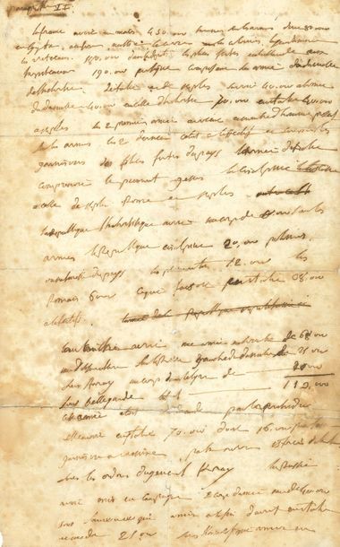 null NAPOLÉON Ier (1769-1821) Empereur.
MANUSCRIT autographe ; 1 page et demie in-fol....