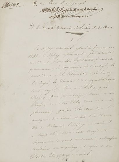 null LAMARTINE Alphonse de (1790-1869) poète et homme politique.
MANUSCRIT autographe...