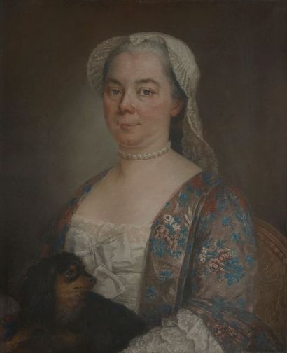 null ÉCOLE FRANÇAISE du XVIIIe siècle
Femme au collier de perles avec son chien
Pastel.
(Quelques...