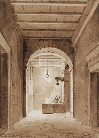 null Louis BENOIS (1796 - 1873)
Temple de la Fortune, Rome 1821
Crayon noir.
19,5...