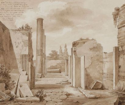 null Louis BENOIS (1796 - 1873)
La voie des Tombeaux à travers l’arcade de l’auberge - Vue...