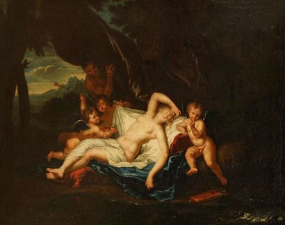 null Antoine COYPEL (Paris 1661 - 1722)
Vénus endormie, dite aussi Jupiter et Antiope
Toile
55...