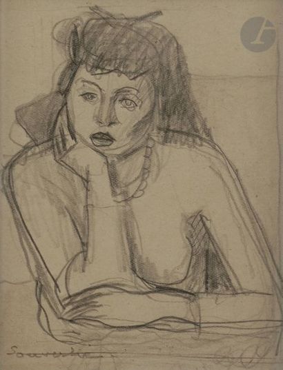 null Jean SOUVERBIE (1891-1981)
Portrait de femme, 1920
Crayon noir.
Signé et daté...