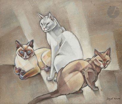 null Jacques Lehmann dit, NAM (1881-1974)
Trois chats
Huile sur carton.
Signée en...