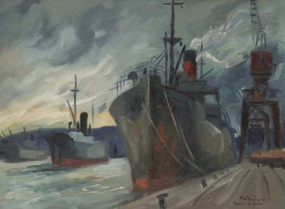null Pierre LE TRIVIDIC (1898-1960)
Rouen, le port
Huile sur toile.
Signée et située...