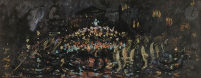 null André HAMBOURG (1909-1999)
La Nuit à Venise, 1960
Huile sur toile.
Signée en...