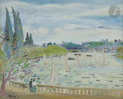 null Robert SAVARY (né en 1920)
Voiliers sur la Seine
Huile sur toile.
Signée en...