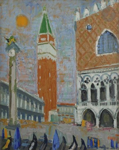 null Jean COUTY (1907-1991)
La Place Saint Marc, Venise, vers 1965
Huile sur toile.
Signée...