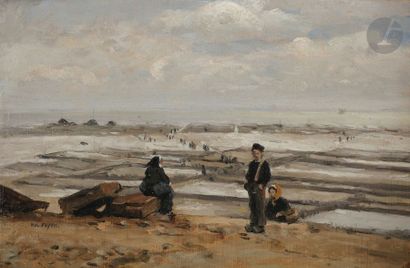 null Eugène FEYEN (1815-1908)
Personnages devant les marais salants à Souillé
Huile...