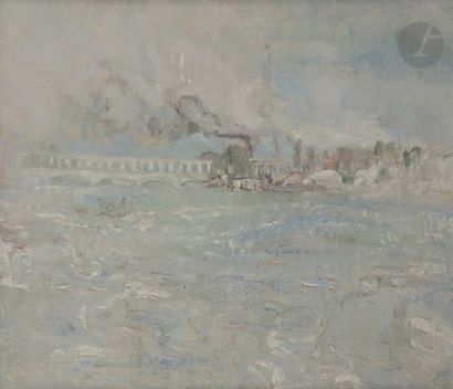 null Marcel JEFFERYS (1872-1924)
La Pont de Passy et la Tour Eiffel, 1912? 
Huile...