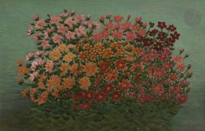 null André BAUCHANT (1873-1958)
Parterre de fleurs, 1945
Huile sur panneau.
Signée...
