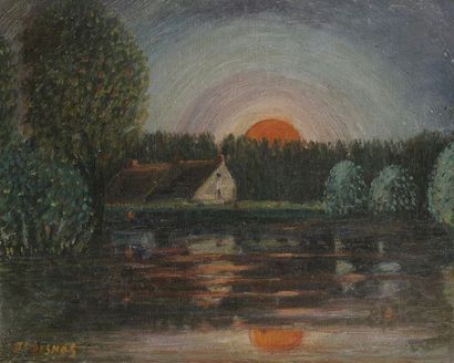 null Ferdinand DESNOS (1901-1958)
Coucher de soleil sur l’étang
Huile sur toile.
Signée...