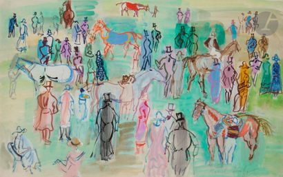 null Raoul DUFY (1877-1953)
Le Paddock, vers 1933
Aquarelle et gouache.
Signée en...