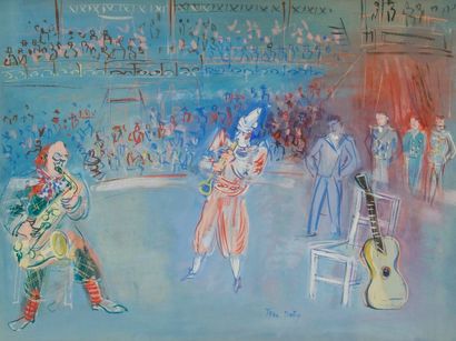 null Jean DUFY (1888-1964)
Au Cirque
Gouache.
Signée en bas à droite.
43.5 x 58.5...