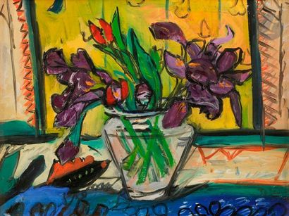 null Pierre TAL-COAT (1905-1985)
Vase d’iris et tulipes, 1941
Huile sur toile.
Signée...