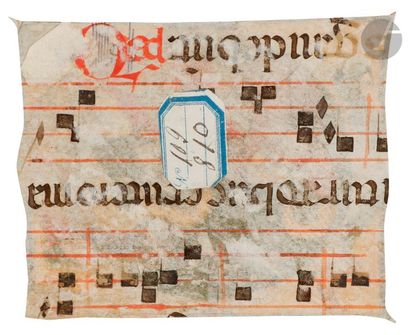 null Initiale « D » historiée. Naissance de saint Jean-Baptiste 
Fragment d’un antiphonaire
Tempera,...