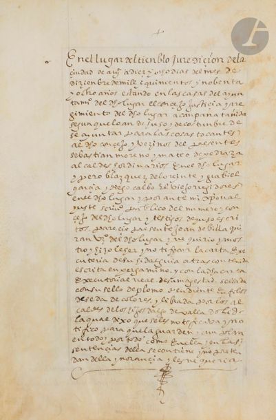 null Douze feuillets de Cartas ejecutorias (lettres de noblesse) de Juan de Villaquirán...