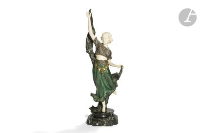 null AFFORTUNATO GORY (ACTIF ENTRE 1895 ET 1925) 
Danseuse orientale
Sculpture chryséléphantine.
Épreuve...