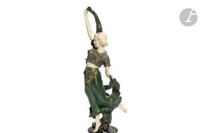 null AFFORTUNATO GORY (ACTIF ENTRE 1895 ET 1925) 
Danseuse orientale
Sculpture chryséléphantine.
Épreuve...