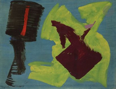 null Gérard SCHNEIDER (1896-1986)
Composition, 1967
Huile et gouache sur papier contrecollé...