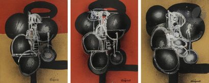null Ladislas KIJNO (1921-2012)
Triptyque pour un illusionniste, 1975
Trois acryliques...