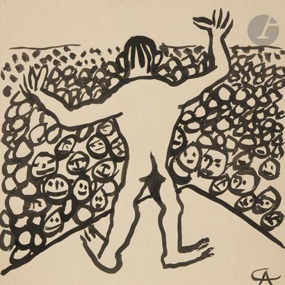 null Alexandre CALDER (1898-1976)
Composition, vers 1972-73
Encre.
Monogrammée en...