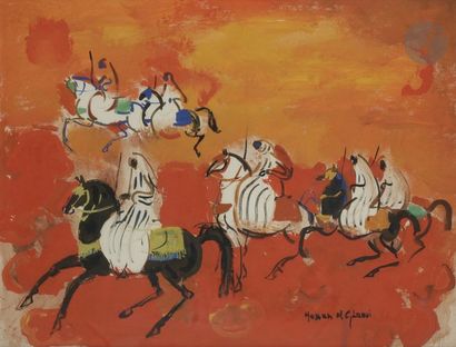 null Hassan EL GLAOUI [marocain] (né en 1924)
Cavaliers arabes
Gouache.
Signée en...