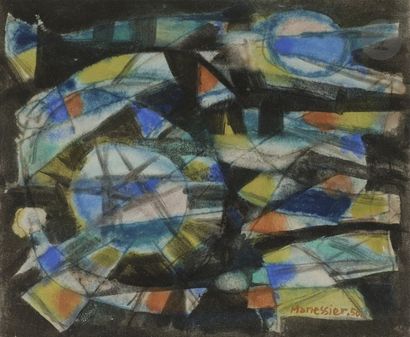 null Alfred MANESSIER (1911-1993)
Composition, 1950
Aquarelle et crayon.
Signée et...