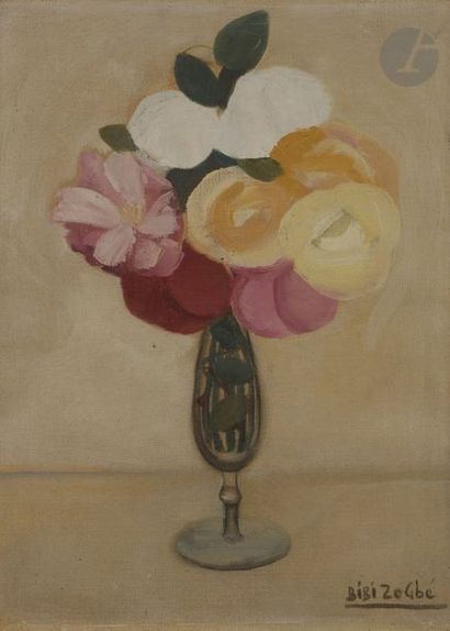 null Bibi ZOGBE [libanaise] (1890-1973)
Vase de fleurs
Huile sur toile.
Signée en...