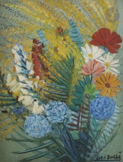 null Bibi ZOGBE [libanaise] (1890-1973)
Bouquet de printemps, 1959
Huile sur isorel.
Signée,...