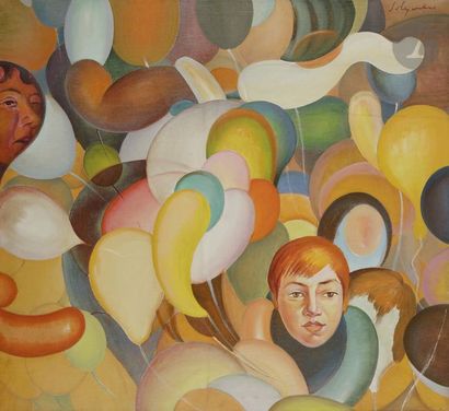 null Govind Madhav SOLEGAONKAR [indien] (1912-1986)
Les Ballons, vers 1960
Huile...