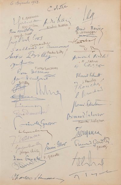 null Académie du disque français. Registre portant 85 signatures environ, 1953-1955 ;...