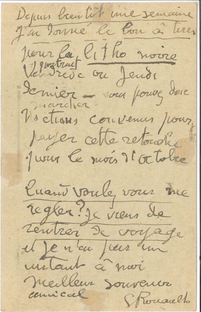 null Georges ROUAULT (1871-1958). L.A.S., [Paris 10.XI.1925], à MM. Rakent et Walter...