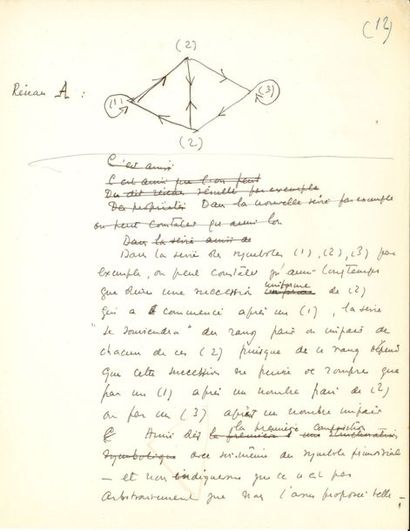 null Jacques LACAN (1901-1981) psychiatre et psychanalyste. Manuscrit autographe,...