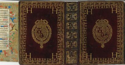 null ENLUMINURES. 2 feuillets de livre d’heures, XVe siècle ; 2 feuillets in-8 sur...