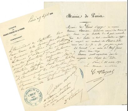 null Guerre de 1870 et commune. 3 L.A.S. et 4 P.S., 1870-1871
Gustave Armand (Paris...