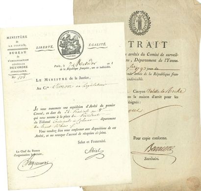 null RÉVOLUTION ET EMPIRE. 27 lettres ou pièces, la plupart L.S. ou P.S., 1790-1822
Eugène...