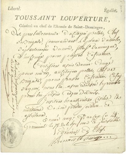 null Pierre-Dominique TOUSSAINT-LOUVERTURE (1743-1803) général de l’Armée de Saint-Domingue...