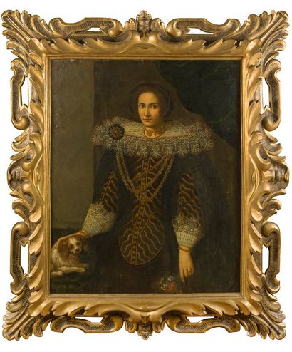 null 
École VÉNITIENNE vers 1590, entourage de Sante PERANDA
Portrait d’une dame...
